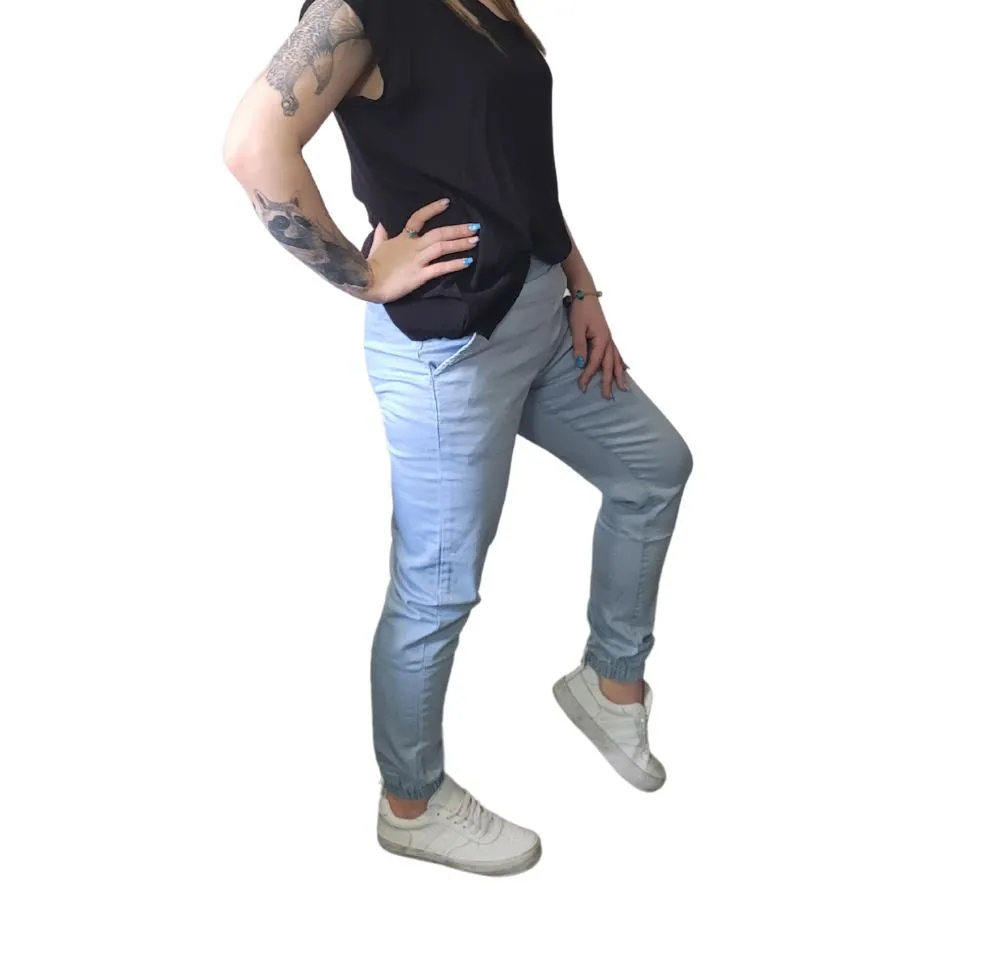 💙 NOELLE Light Blue Mid Rise Stretch loose Jeans