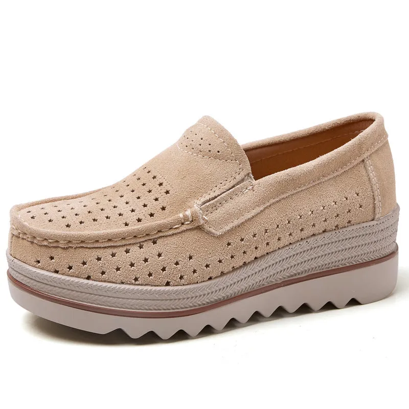 2 IN Thick Soled Hollowed MAMA Loafers