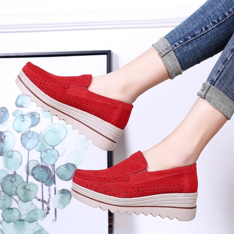 2 IN Thick Soled Hollowed MAMA Loafers