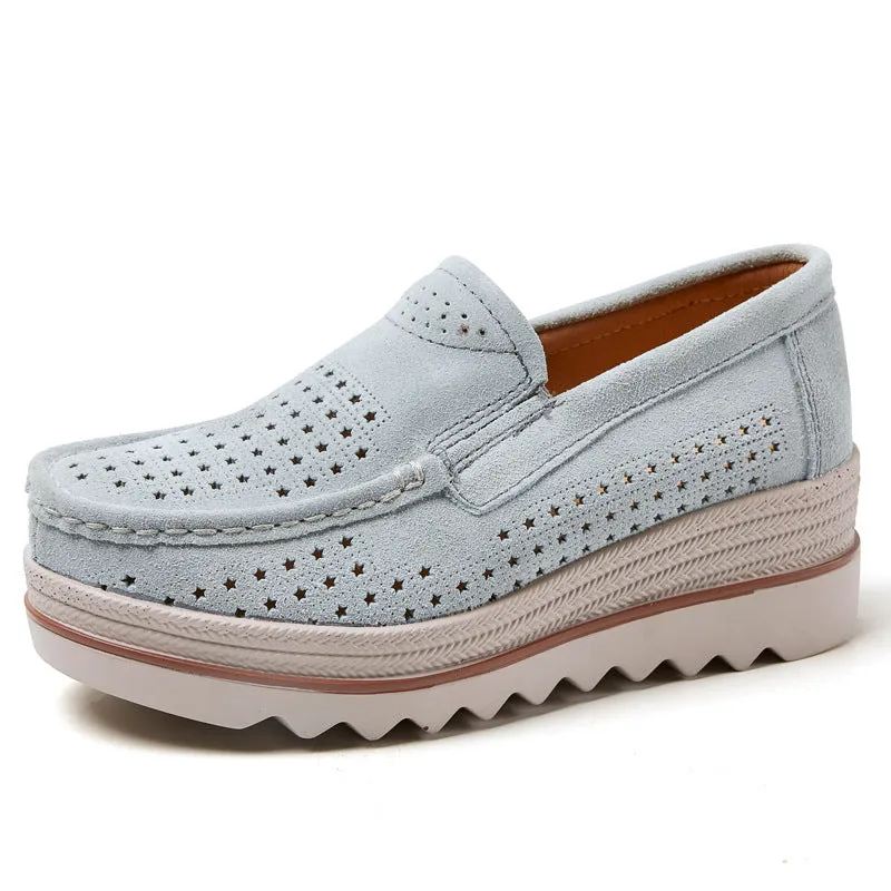 2 IN Thick Soled Hollowed MAMA Loafers