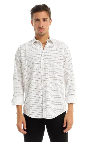 97823 Self Patterned Full Buttoned White Shirt