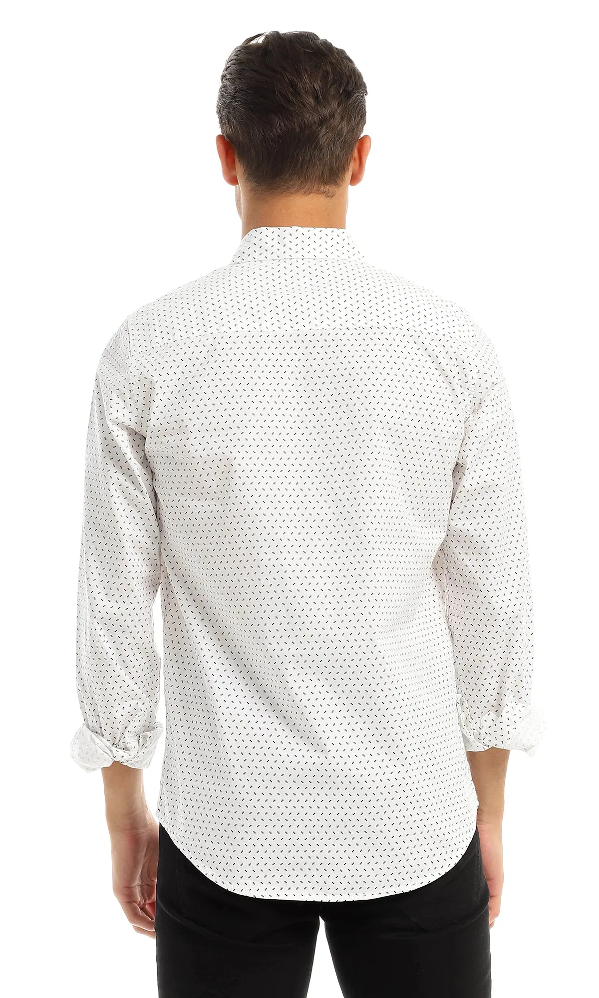 97823 Self Patterned Full Buttoned White Shirt