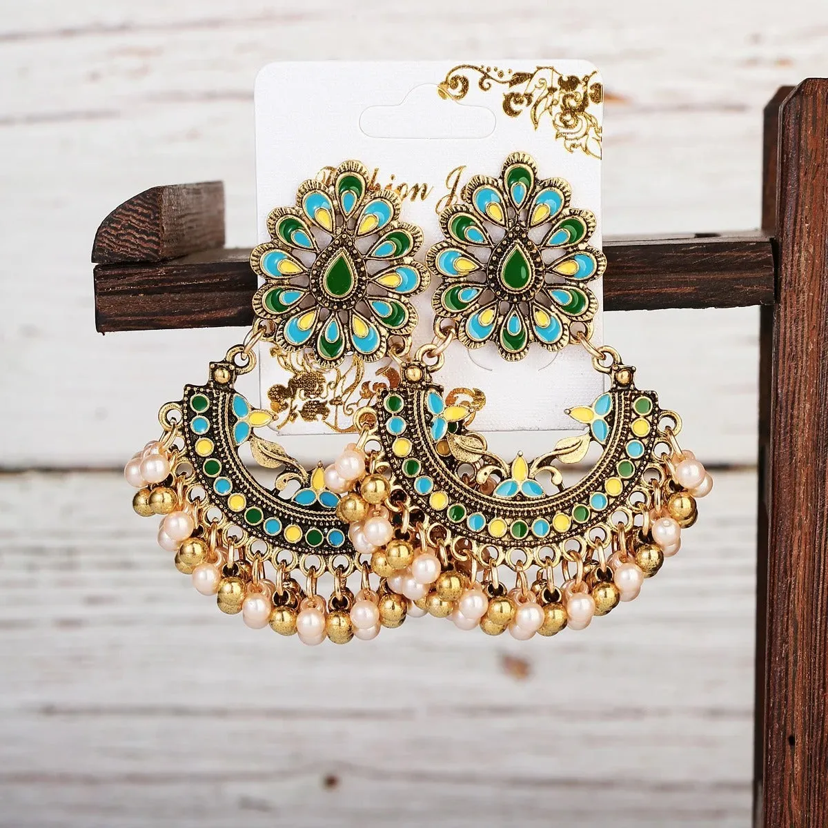 Afghan Ethnic Vintage Bell Tassel Drop Earrings (E842)