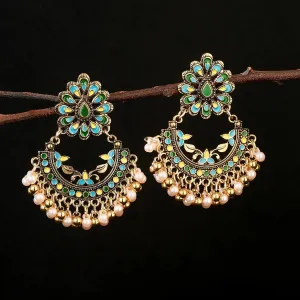 Afghan Ethnic Vintage Bell Tassel Drop Earrings (E842)