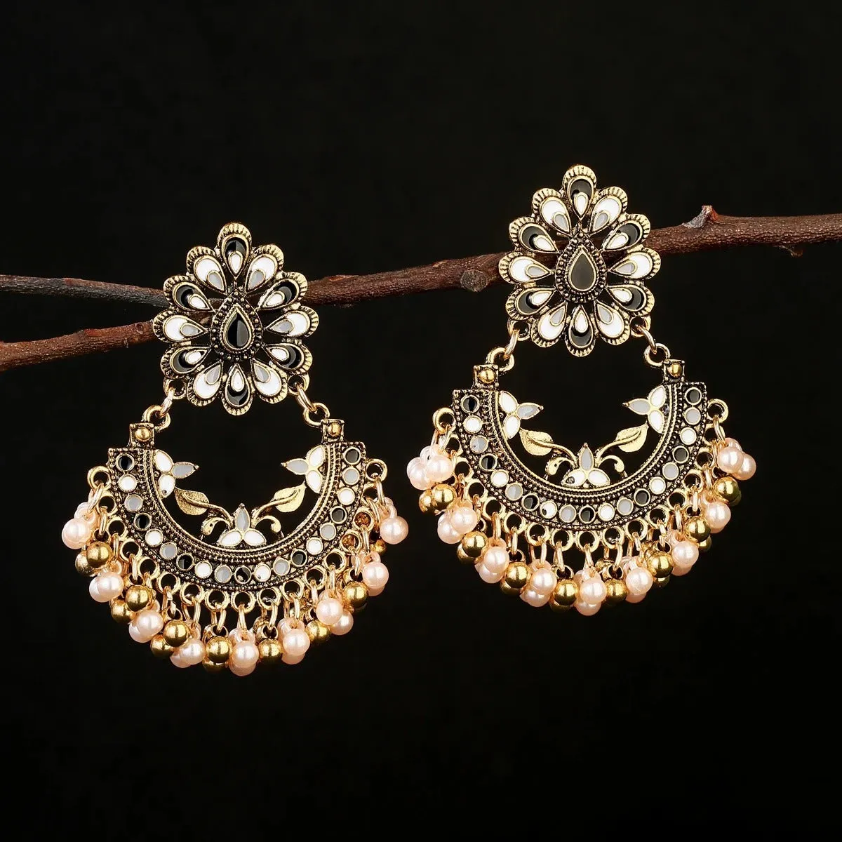 Afghan Ethnic Vintage Bell Tassel Drop Earrings (E842)