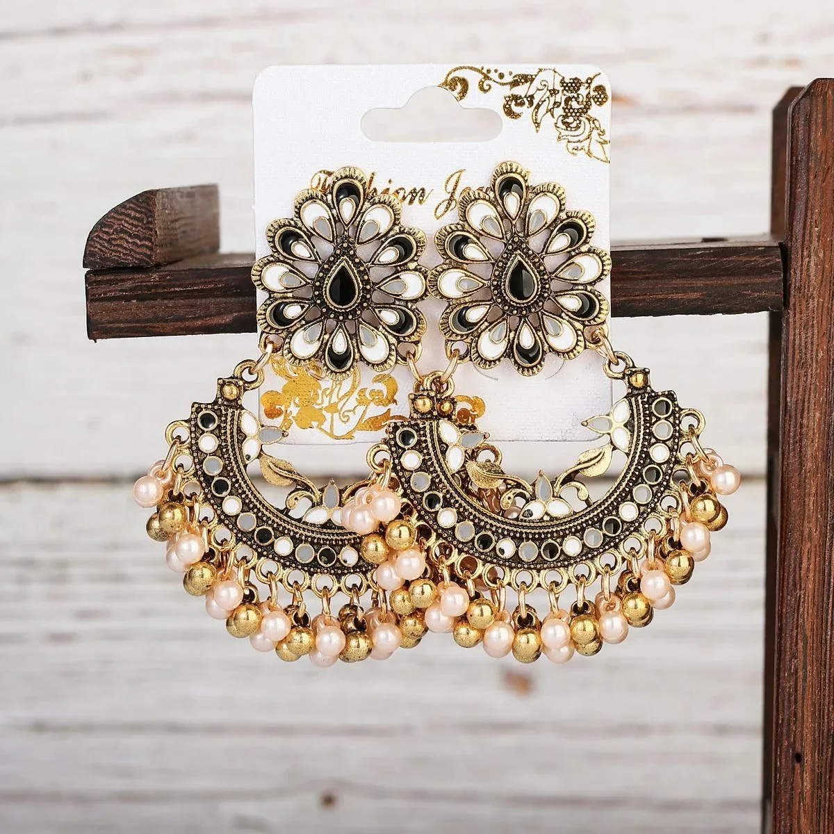 Afghan Ethnic Vintage Bell Tassel Drop Earrings (E842)