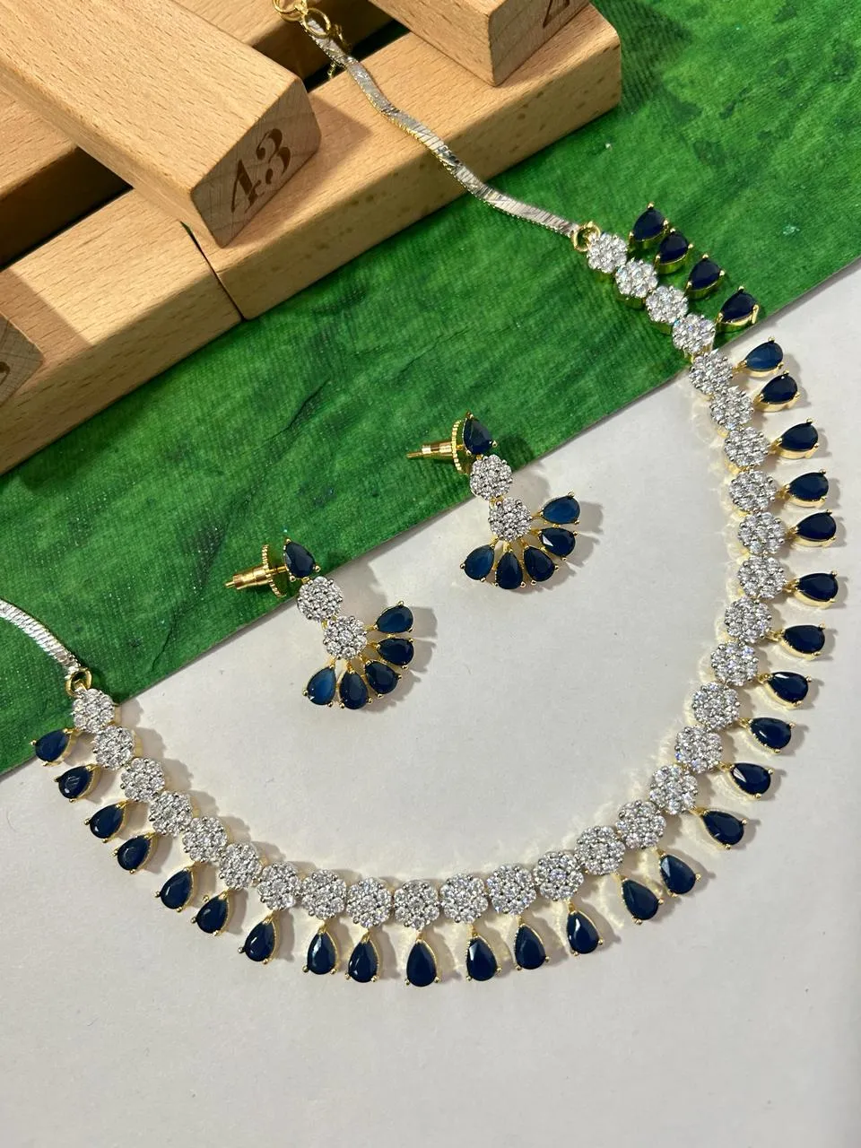 American Diamond and Semi-Precious Designer Necklace Set (D865)