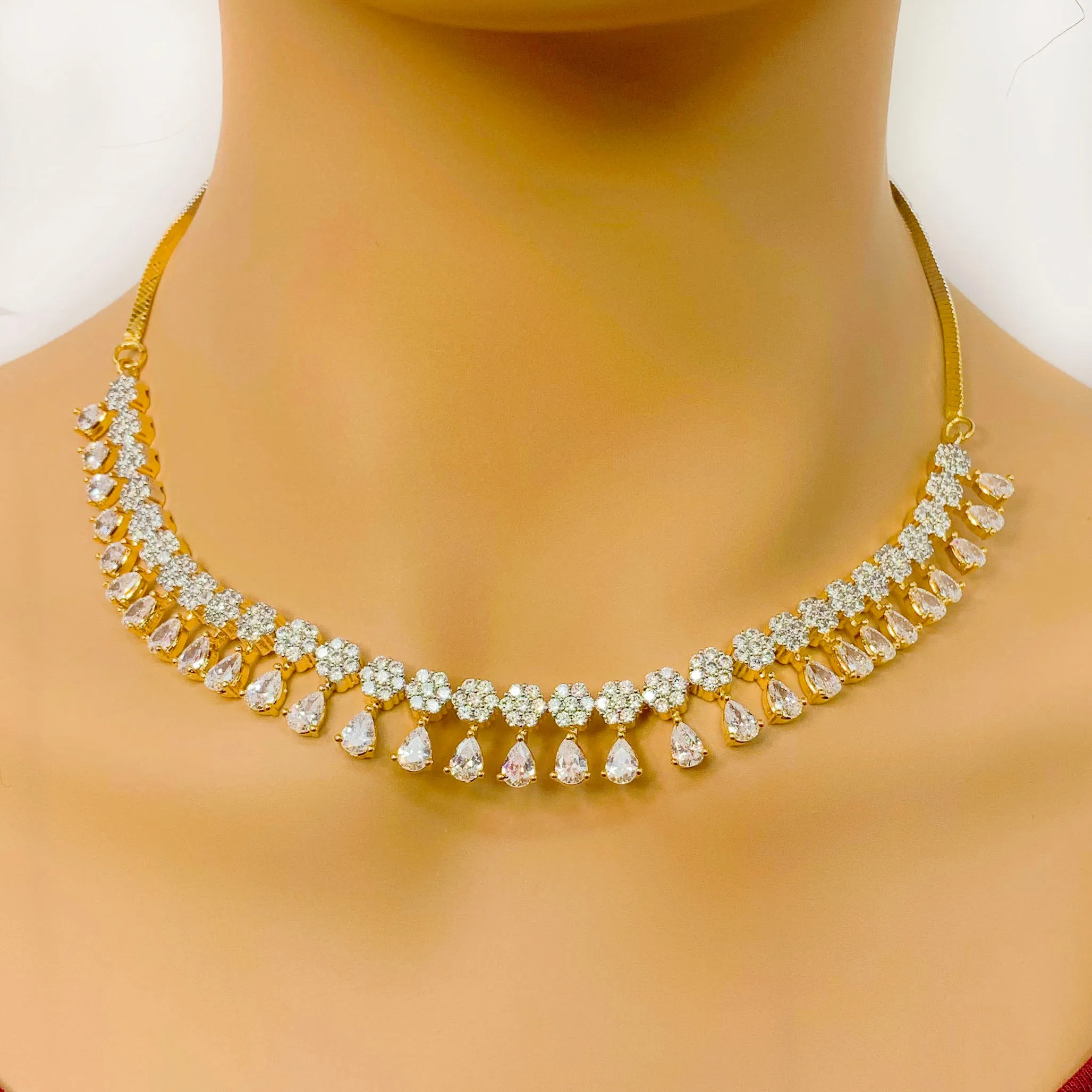 American Diamond and Semi-Precious Designer Necklace Set (D865)