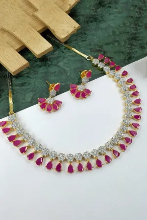 American Diamond and Semi-Precious Designer Necklace Set (D865)