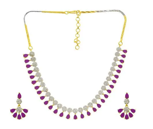 American Diamond and Semi-Precious Designer Necklace Set (D865)
