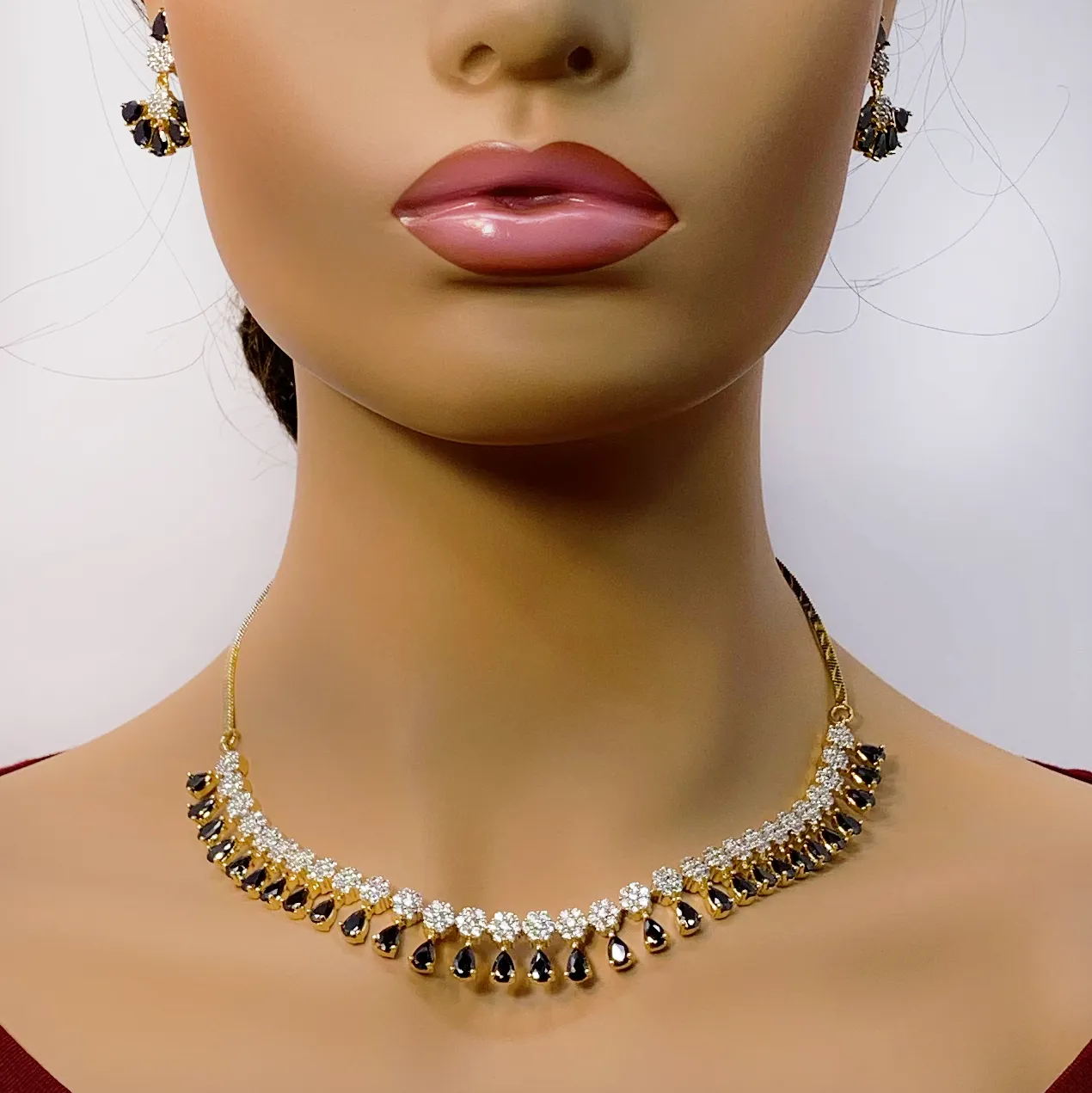 American Diamond and Semi-Precious Designer Necklace Set (D865)