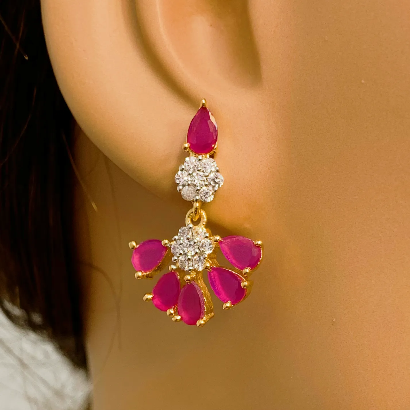 American Diamond and Semi-Precious Designer Necklace Set (D865)
