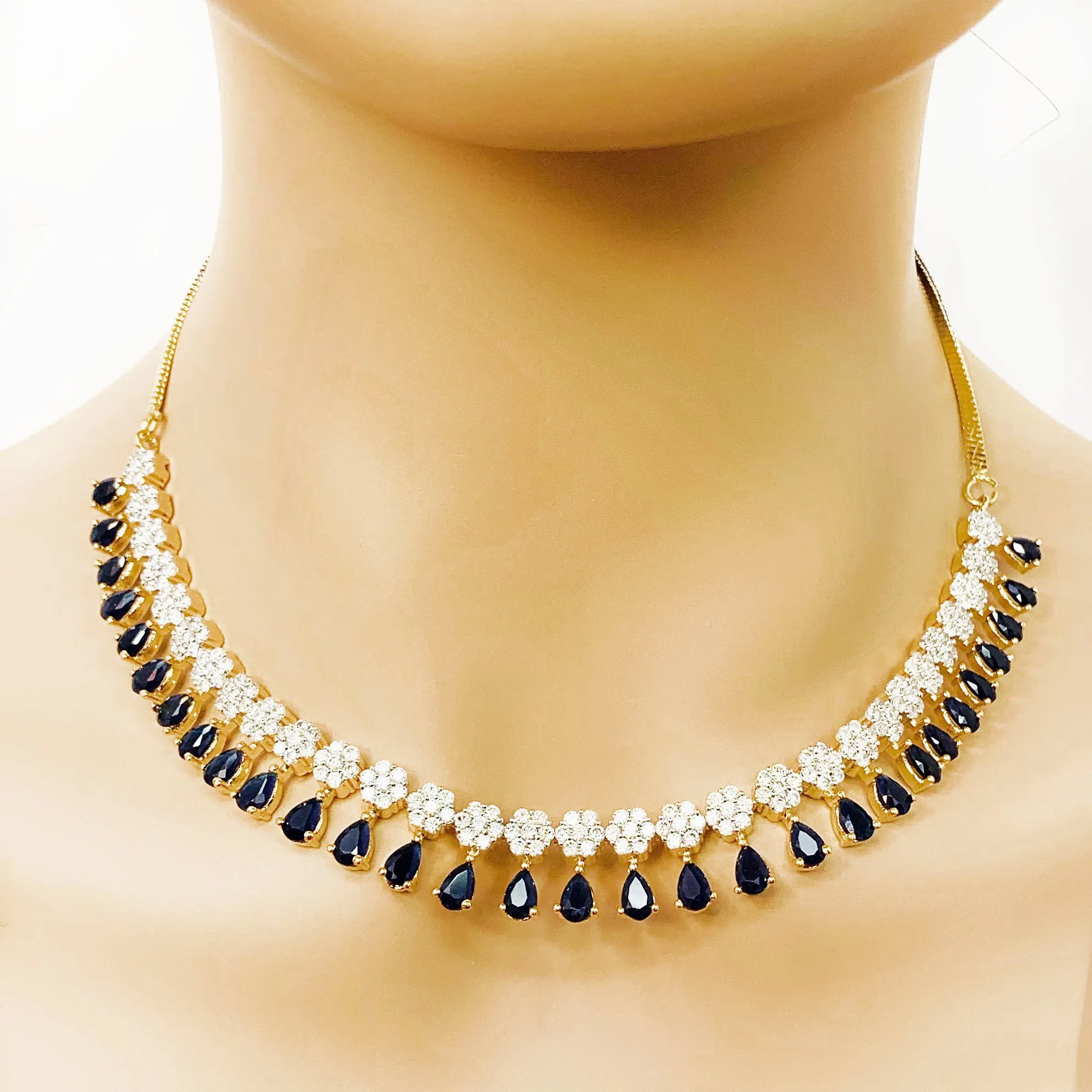 American Diamond and Semi-Precious Designer Necklace Set (D865)