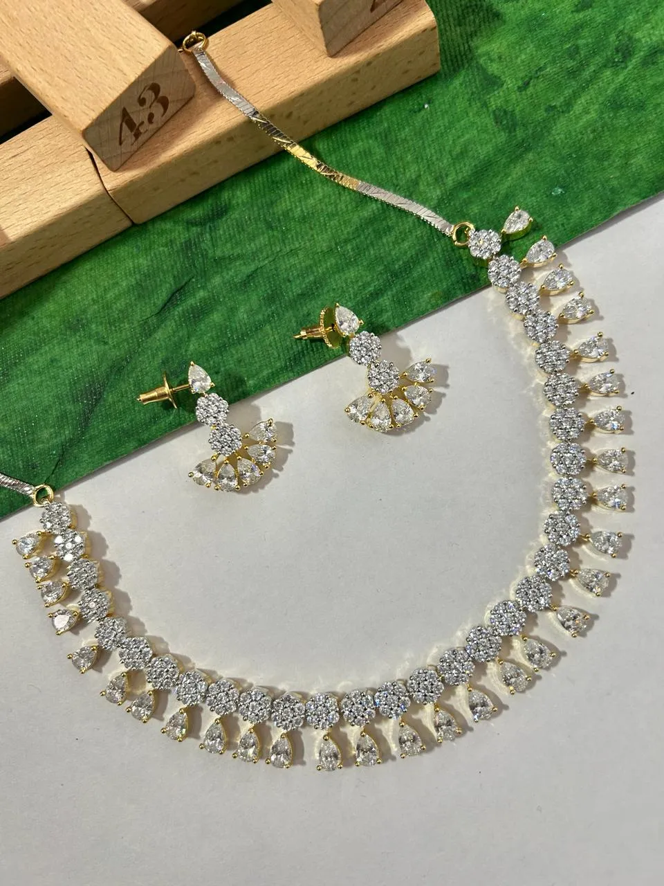 American Diamond and Semi-Precious Designer Necklace Set (D865)