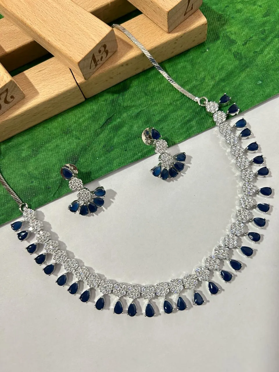 American Diamond and Semi-Precious Designer Necklace Set (D865)