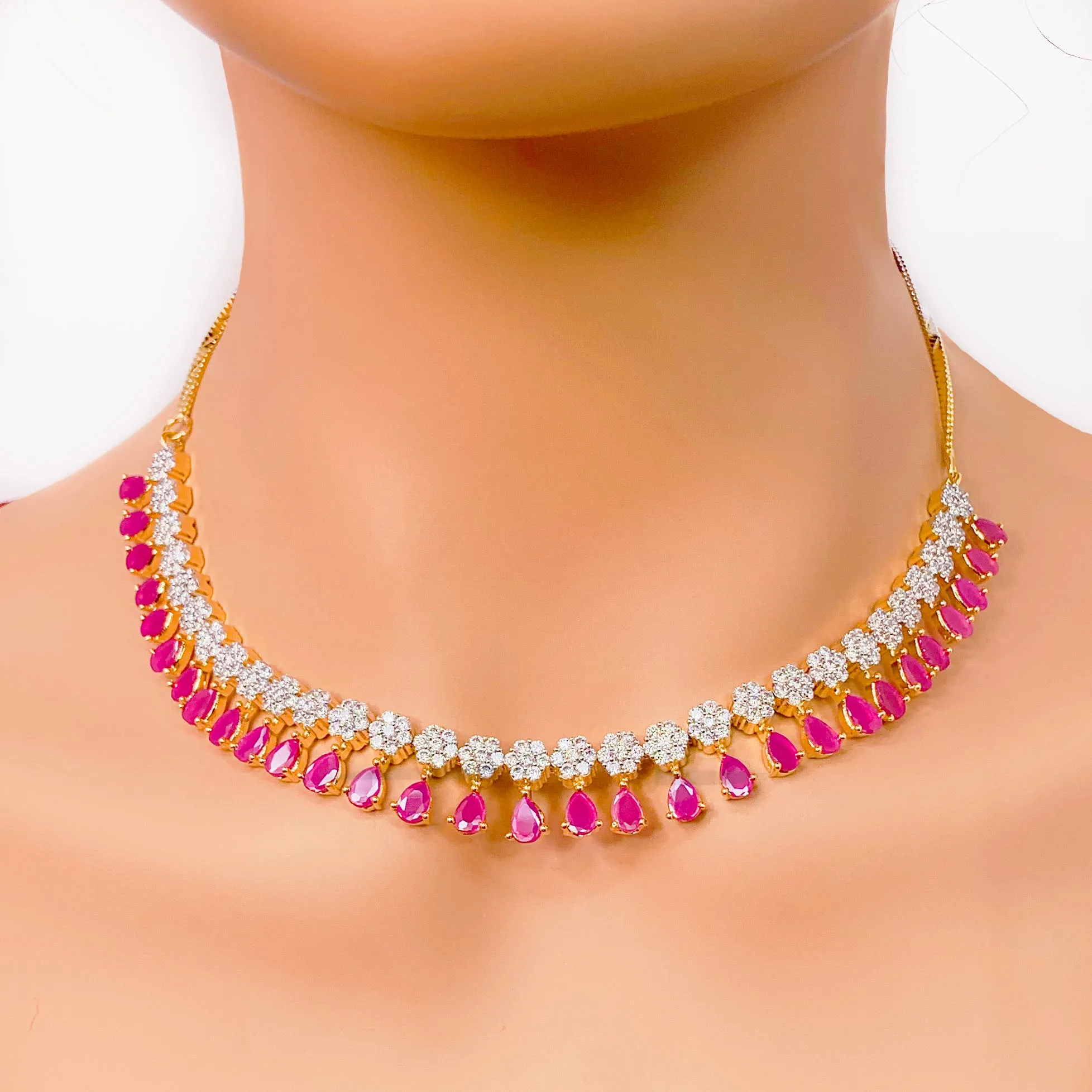 American Diamond and Semi-Precious Designer Necklace Set (D865)