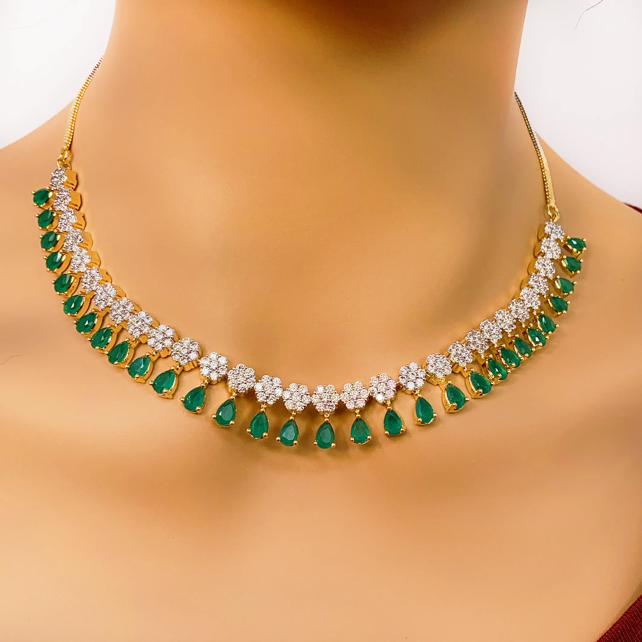 American Diamond and Semi-Precious Designer Necklace Set (D865)