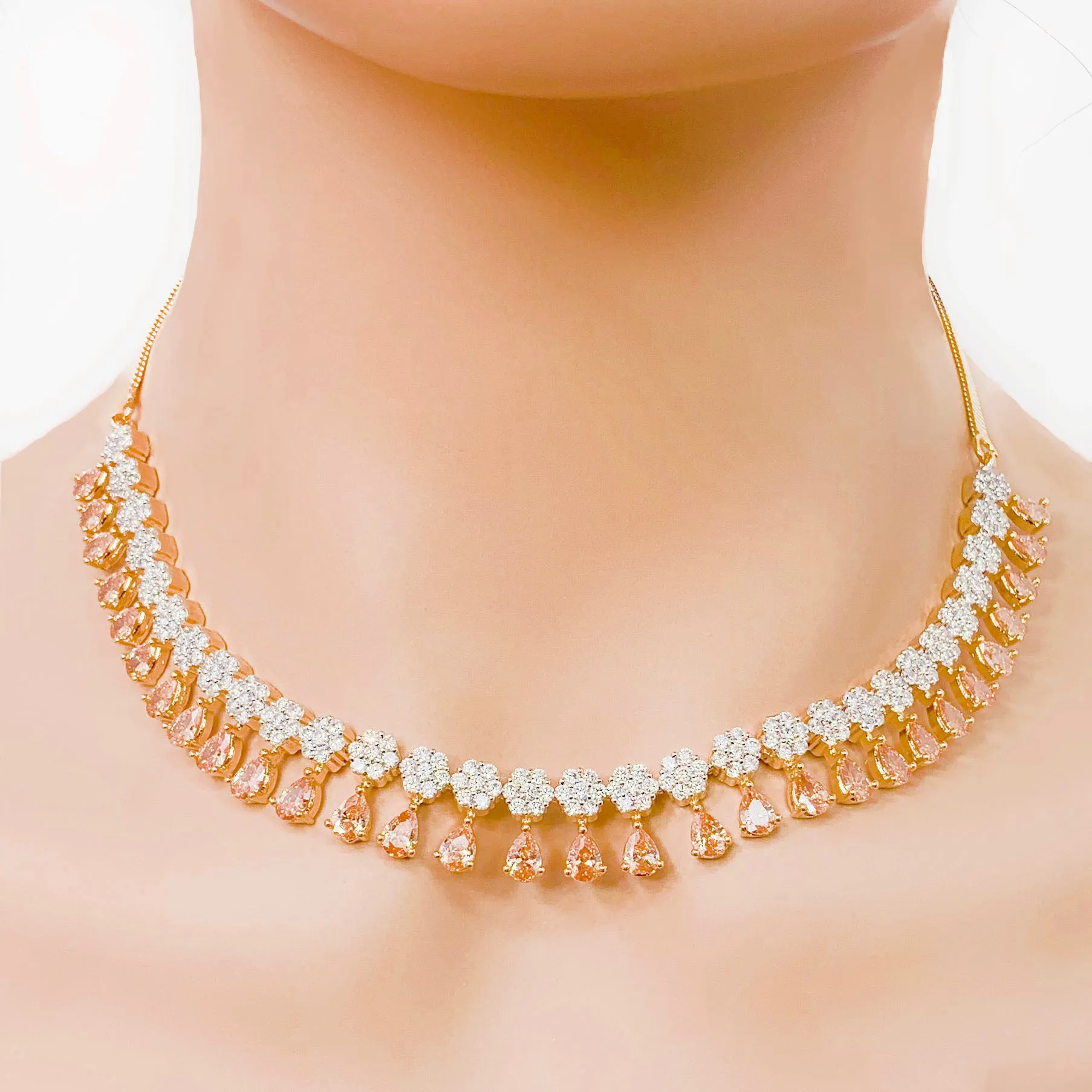 American Diamond and Semi-Precious Designer Necklace Set (D865)