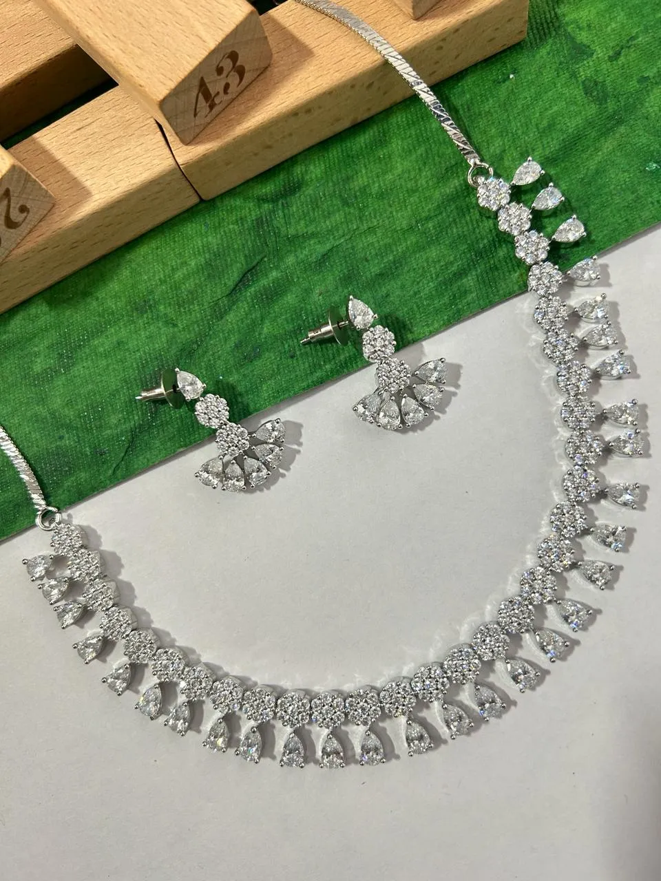 American Diamond and Semi-Precious Designer Necklace Set (D865)