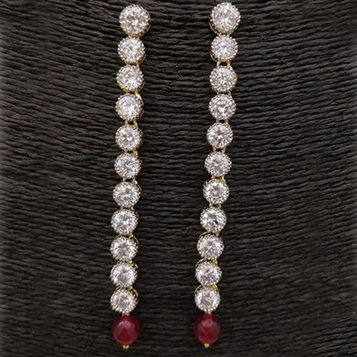 American Diamond Silver Beads Alloy Drops & Danglers Earrings With Pearl For Women And Girls