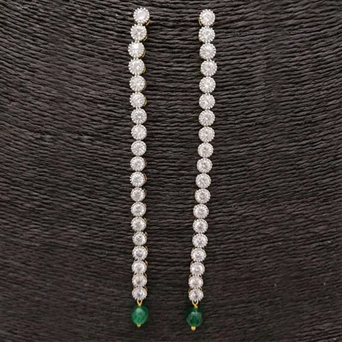 American Diamond Silver Beads Alloy Drops & Danglers Earrings With Pearl For Women And Girls