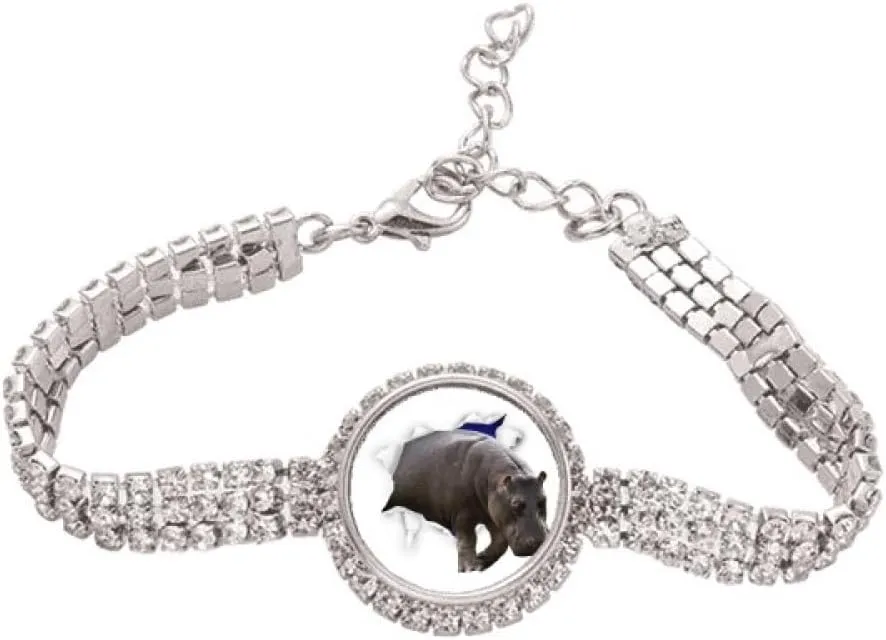 Animal Paper Break Shocks Hippos Tennis Chain Anklet Bracelet Diamond Jewelry