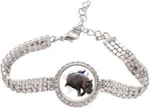 Animal Paper Break Shocks Hippos Tennis Chain Anklet Bracelet Diamond Jewelry
