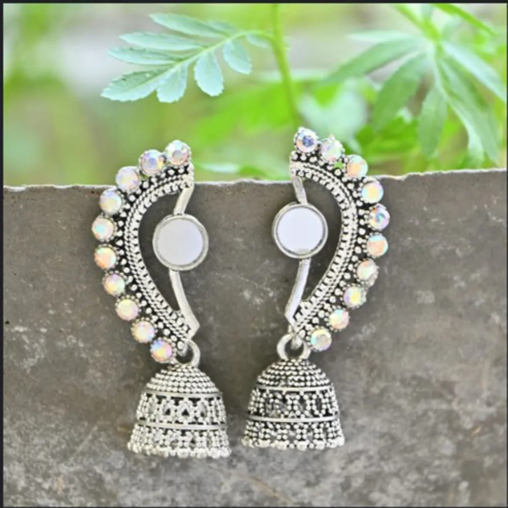 Bhavi Jewels Oxidised Plated Jhumki Earrings