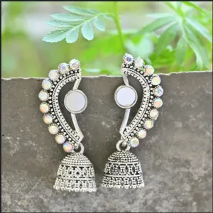 Bhavi Jewels Oxidised Plated Jhumki Earrings