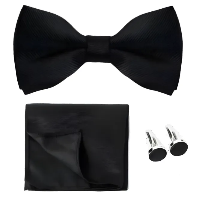 Black Bow Tie Cuff Link Set