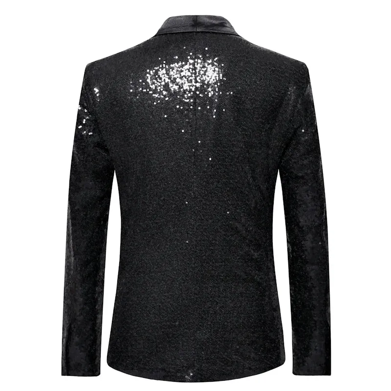 Black Sequin Tuxedo Jacket
