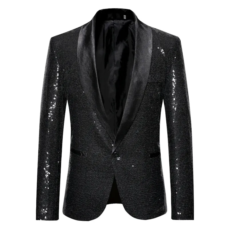 Black Sequin Tuxedo Jacket