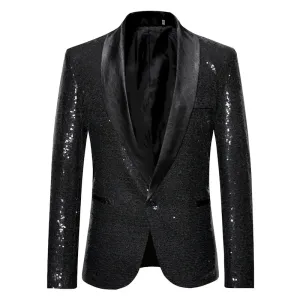 Black Sequin Tuxedo Jacket