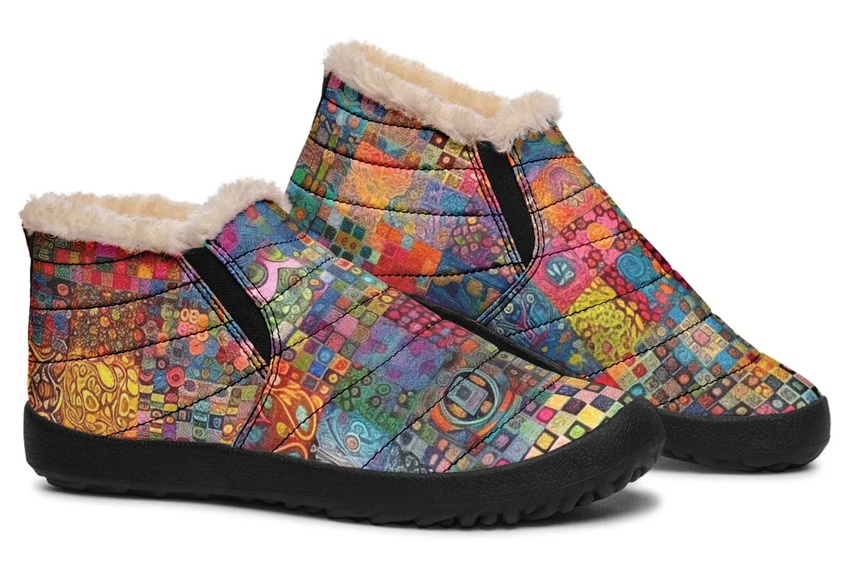 Blotter Patch Fuzz Winter Slippers