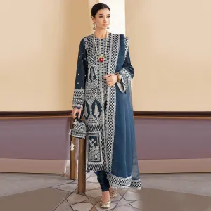 Blue Embroidered Georgette Partywear Pakistani Suit