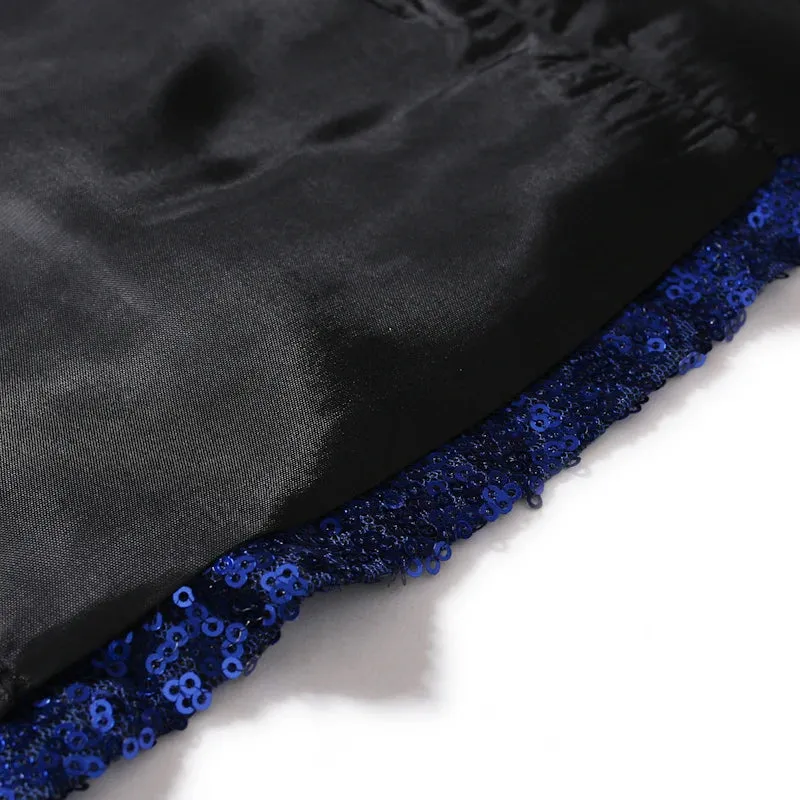 Blue Sequin Tuxedo Blazer