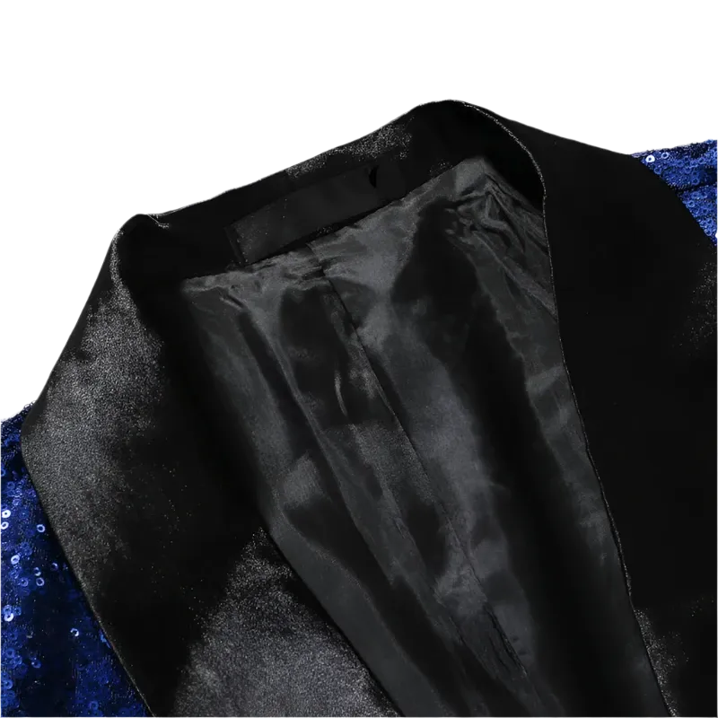 Blue Sequin Tuxedo Blazer