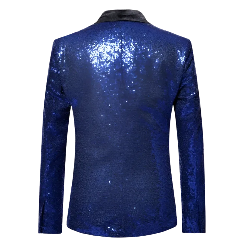 Blue Sequin Tuxedo Blazer