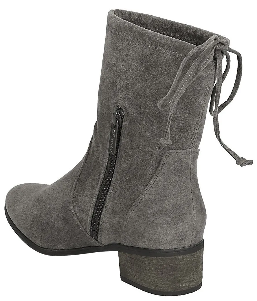 Breckelle's Women's Closed Toe Back Tie Drawstring Mid-Calf Block Heel Boot