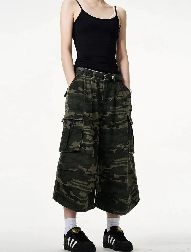 Camo Bermuda Capri Cargo Shorts