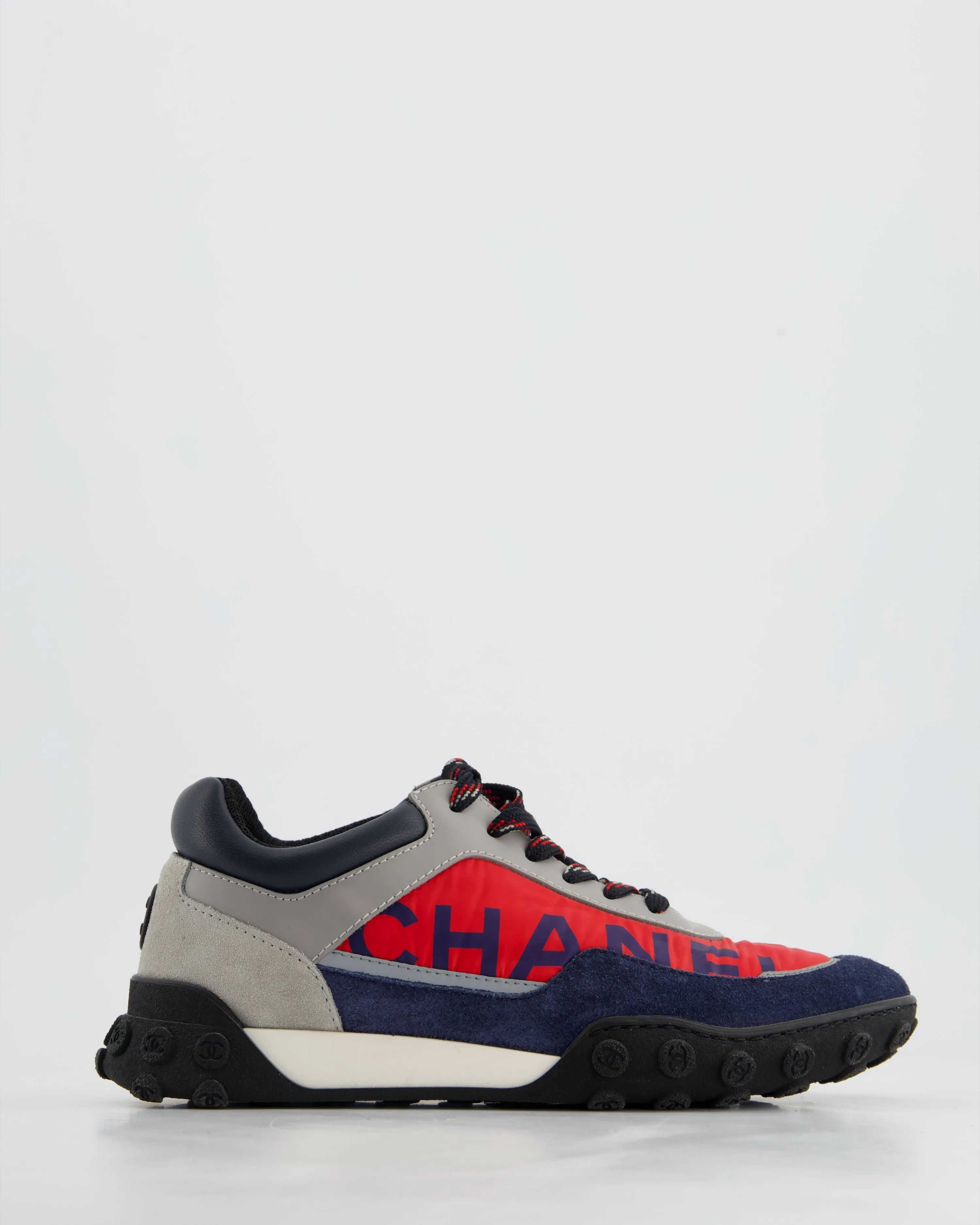 Chanel Red And Blue Nylon Trainers Size Eu 36