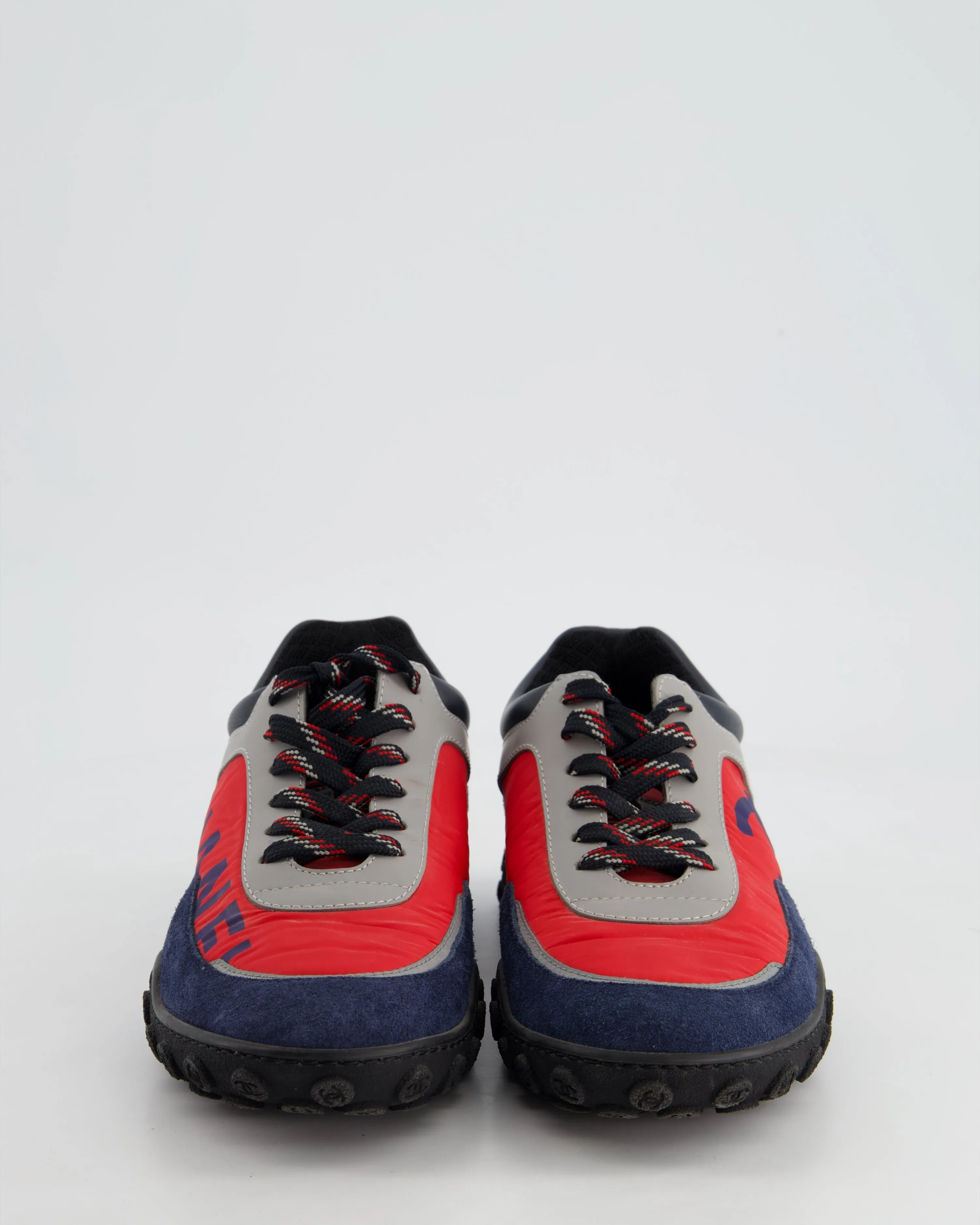 Chanel Red And Blue Nylon Trainers Size Eu 36