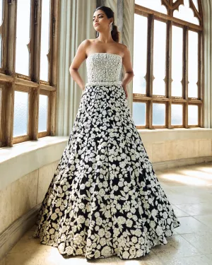 Chapelle Black & White Corset Lehenga Set