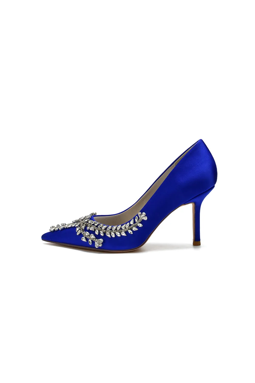 Cocktail Pointed Toe Crystal Satin High Heels