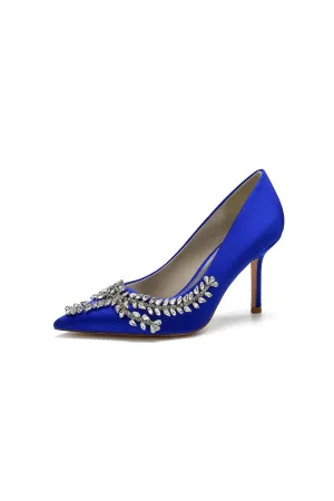 Cocktail Pointed Toe Crystal Satin High Heels