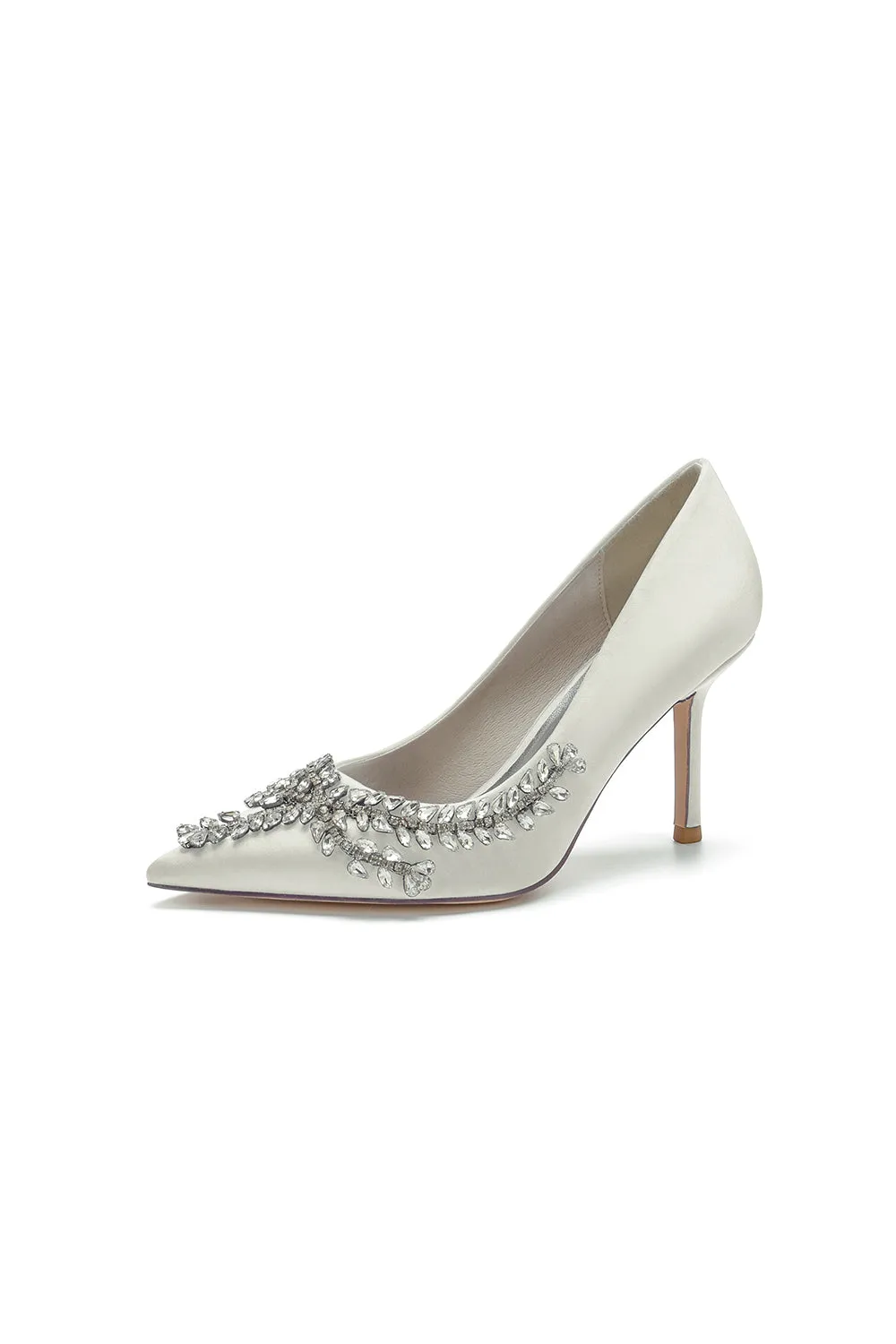 Cocktail Pointed Toe Crystal Satin High Heels