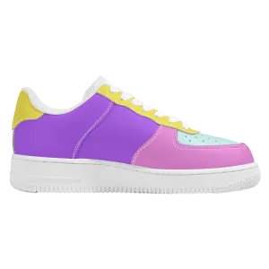 Color Block Low Top Unisex Vegan Leather Sneakers