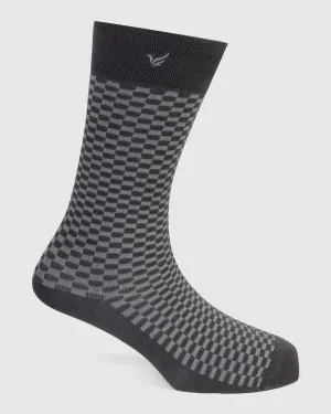Cotton Grey Jacquard Socks - Vammy