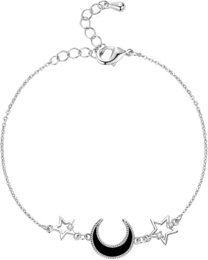 Dainty Adjustable Gold/Silver Plated Moon And Star Link Chain Bracelets for Women