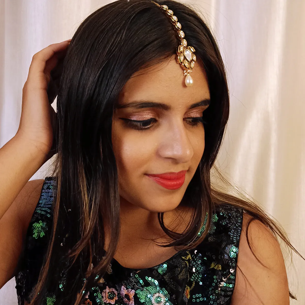 Designer Gold Plated Royal Kundan Maangtikka (D34)